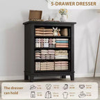 Commode à 4 tiroirs, meuble de rangement en bois autoportant de 88,4 cm de haut avec grande capacité de rangement - Organisateur peu encombrant pour chambre, salon et placard