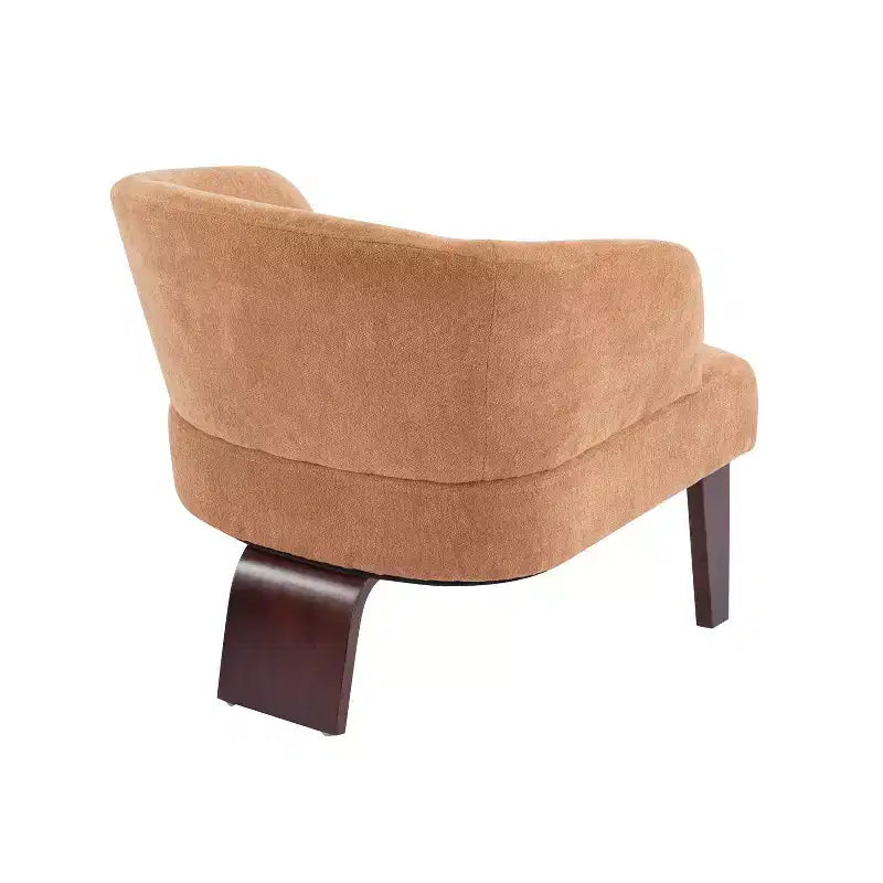 Fauteuil de lecture moderne rembourré Okak avec dossier rond et pieds en bois, fauteuil de canapé de style Mid-Century pour salon, chambre à coucher