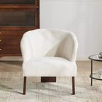 Fauteuil de lecture moderne rembourré Okak avec dossier rond et pieds en bois, fauteuil de canapé de style Mid-Century pour salon, chambre à coucher
