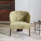 Fauteuil de lecture moderne rembourré Okak avec dossier rond et pieds en bois, fauteuil de canapé de style Mid-Century pour salon, chambre à coucher