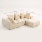 Canapé modulaire Whisen moderne en L, canapé-lit entièrement en mousse compressée avec coussins moelleux, 5 oreillers