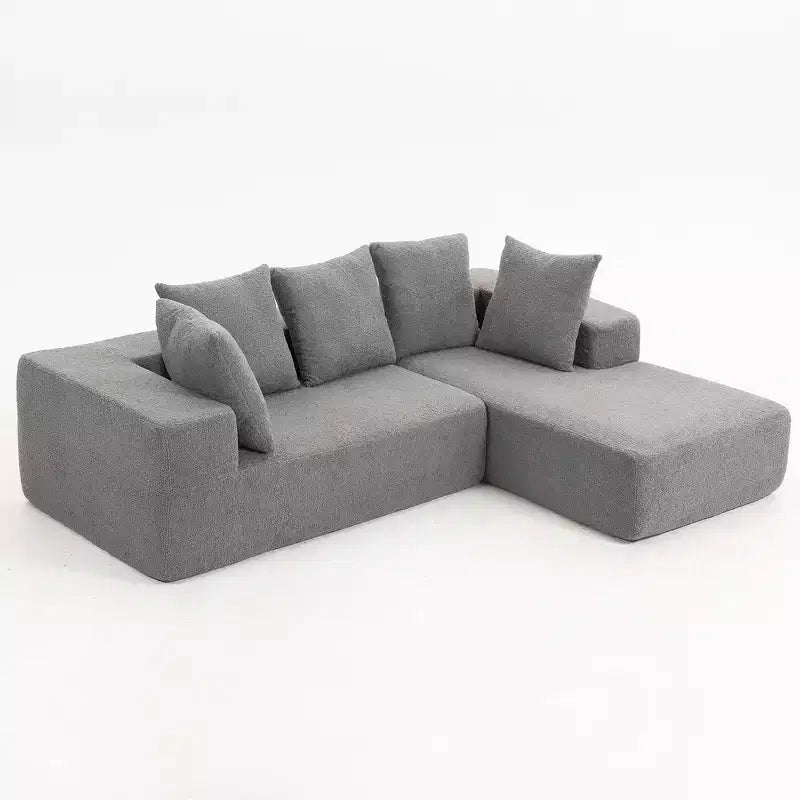Canapé modulaire Whisen moderne en L, canapé-lit entièrement en mousse compressée avec coussins moelleux, 5 oreillers