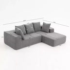 Canapé modulaire Whisen moderne en L, canapé-lit entièrement en mousse compressée avec coussins moelleux, 5 oreillers