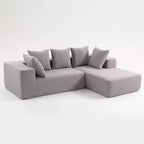 Canapé modulaire Whisen moderne en L, canapé-lit entièrement en mousse compressée avec coussins moelleux, 5 oreillers