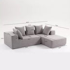 Canapé modulaire Whisen moderne en L, canapé-lit entièrement en mousse compressée avec coussins moelleux, 5 oreillers