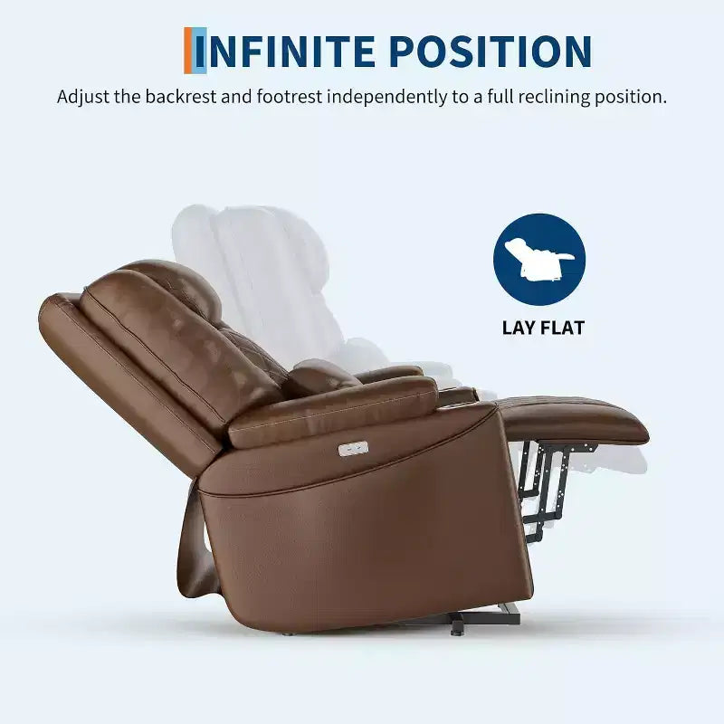 Fauteuil inclinable releveur Garvee Power, canapé en cuir PU avec ports de charge, porte-gobelets, aide à la station debout électrique, télécommande, marron
