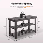 Bestier Banc à chaussures 3 niveaux en bambou, Organisateur de rangement compact, Capacité de 130 kg, Convient pour l'entrée, la chambre, le salon, le balcon