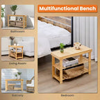 Bestier Banc à chaussures 3 niveaux en bambou, Organisateur de rangement compact, Capacité de 130 kg, Convient pour l'entrée, la chambre, le salon, le balcon