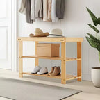 Bestier Banc à chaussures 3 niveaux en bambou, Organisateur de rangement compact, Capacité de 130 kg, Convient pour l'entrée, la chambre, le salon, le balcon
