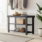 Bestier Banc à chaussures 3 niveaux en bambou, Organisateur de rangement compact, Capacité de 130 kg, Convient pour l'entrée, la chambre, le salon, le balcon