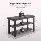 Bestier Banc à chaussures 3 niveaux en bambou, Organisateur de rangement compact, Capacité de 130 kg, Convient pour l'entrée, la chambre, le salon, le balcon