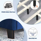 Lit plateforme Costway Queen Size en velours avec tête de lit capitonnée à boutons et clous décoratifs