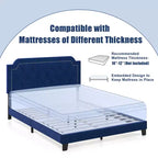 Lit plateforme Costway Queen Size en velours avec tête de lit capitonnée à boutons et clous décoratifs