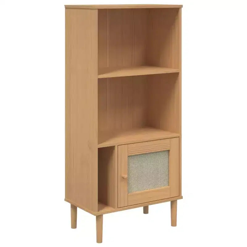 vidaXL Bookcase Bookshelf Storage Cabinet SENJA Rattan Look Solid Wood Pine