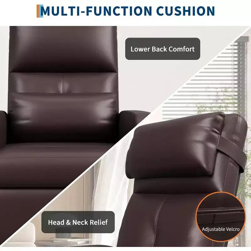 Fauteuil inclinable électrique avec massage et chauffage, inclinable ergonomique en cuir PU surdimensionné, 2 poches latérales et port USB