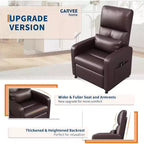 Fauteuil inclinable électrique avec massage et chauffage, inclinable ergonomique en cuir PU surdimensionné, 2 poches latérales et port USB
