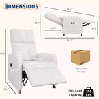 Fauteuil inclinable électrique avec massage et chauffage, inclinable ergonomique en cuir PU surdimensionné, 2 poches latérales et port USB