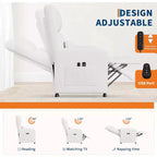 Fauteuil inclinable électrique avec massage et chauffage, inclinable ergonomique en cuir PU surdimensionné, 2 poches latérales et port USB
