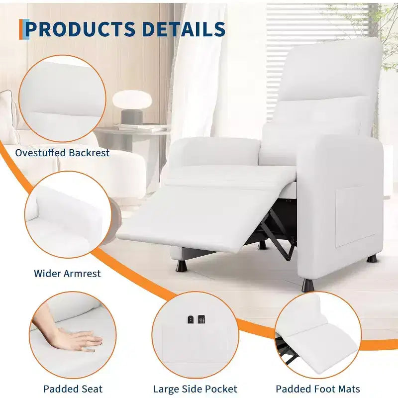 Fauteuil inclinable électrique avec massage et chauffage, inclinable ergonomique en cuir PU surdimensionné, 2 poches latérales et port USB