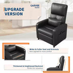 Fauteuil inclinable électrique avec massage et chauffage, inclinable ergonomique en cuir PU surdimensionné, 2 poches latérales et port USB