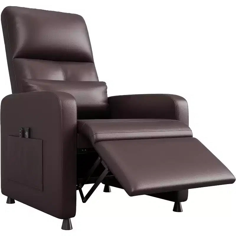 Fauteuil inclinable électrique avec massage et chauffage, inclinable ergonomique en cuir PU surdimensionné, 2 poches latérales et port USB
