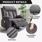 Fauteuil inclinable pivotant, fauteuil à bascule large avec massage chauffant, fauteuil à bascule simple à 3 positions, 2 poches latérales, porte-gobelets, ports USB, télécommande