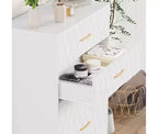 Commode haute de chambre à coucher avec 5 tiroirs, commode en bois avec poignées dorées, armoire de rangement en bois et tiroirs de rangement pour salon