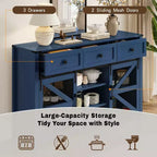 Okak Buffet moderne en verre, meuble de rangement pour salle à manger, armoires de cuisine avec porte coulissante de style grange et poignées en métal