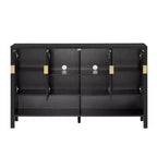 Meuble de Rangement Okak Moderne à Deux Niveaux, 4 Portes, pour Salle à Manger, Salon, Armoires de Cuisine avec Étagères Ouvertes