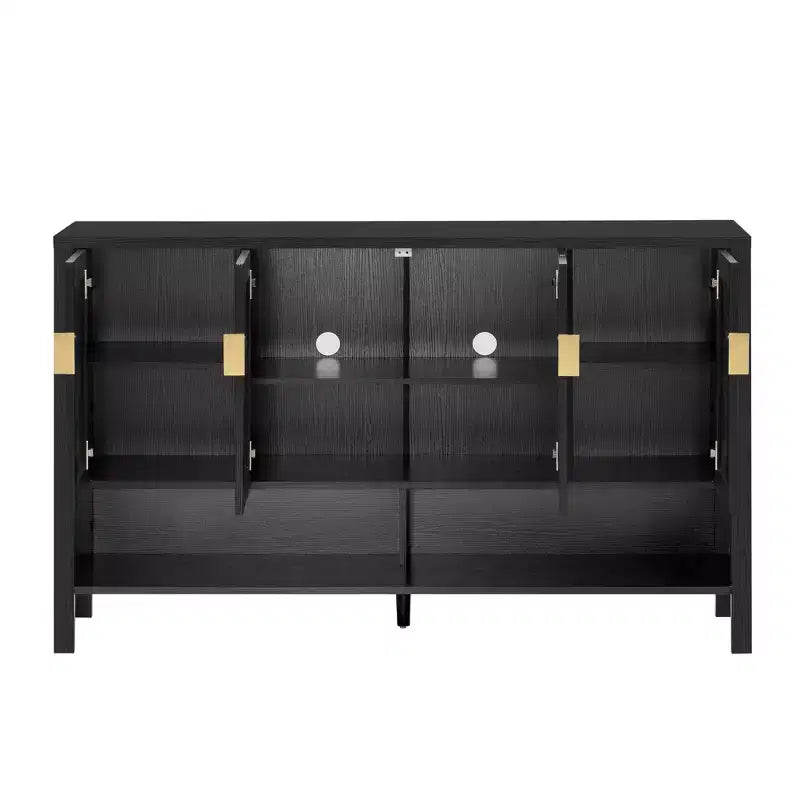 Meuble de Rangement Okak Moderne à Deux Niveaux, 4 Portes, pour Salle à Manger, Salon, Armoires de Cuisine avec Étagères Ouvertes