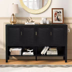 Okak Modern Double Tiers 4-Door Sideboard Storage Cabinet for Dining Room,Living Room,Kitchen Pantry Cabinets with Open Shelves