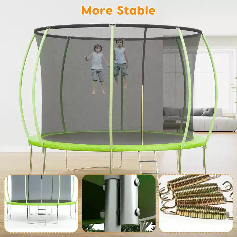 Trampoline d'extérieur 3,66 m avec filet de sécurité – Capacité de 200 kg Certifié ASTM F2225-15 Filet anti-écart Résistant à la rouille pour enfants et adultes