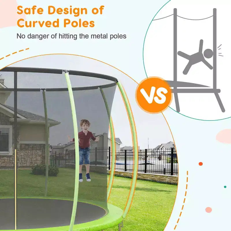 Trampoline d'extérieur 3,66 m avec filet de sécurité – Capacité de 200 kg Certifié ASTM F2225-15 Filet anti-écart Résistant à la rouille pour enfants et adultes