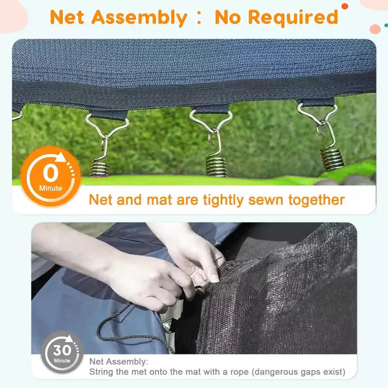 Trampoline d'extérieur 3,66 m avec filet de sécurité – Capacité de 200 kg Certifié ASTM F2225-15 Filet anti-écart Résistant à la rouille pour enfants et adultes
