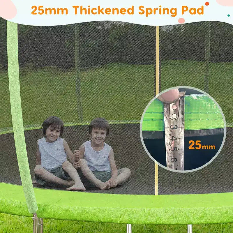 Trampoline d'extérieur 3,66 m avec filet de sécurité – Capacité de 200 kg Certifié ASTM F2225-15 Filet anti-écart Résistant à la rouille pour enfants et adultes
