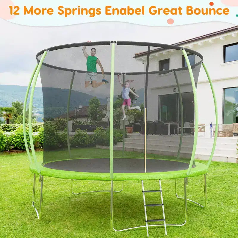Trampoline d'extérieur 3,66 m avec filet de sécurité – Capacité de 200 kg Certifié ASTM F2225-15 Filet anti-écart Résistant à la rouille pour enfants et adultes