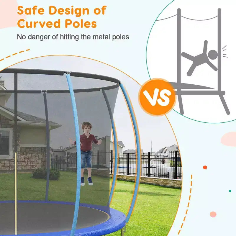 Trampoline d'extérieur 3,66 m avec filet de sécurité – Capacité de 200 kg Certifié ASTM F2225-15 Filet anti-écart Résistant à la rouille pour enfants et adultes