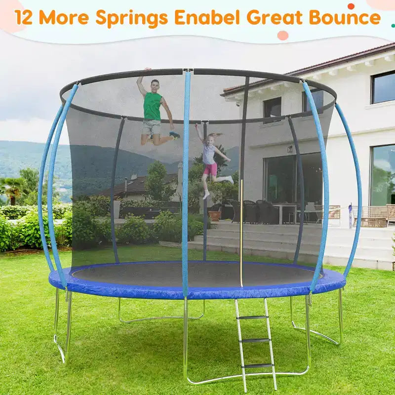 Trampoline d'extérieur 3,66 m avec filet de sécurité – Capacité de 200 kg Certifié ASTM F2225-15 Filet anti-écart Résistant à la rouille pour enfants et adultes