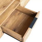 Meuble TV de ferme avec tiroirs pour téléviseur de 75 pouces, table de rangement TV en bois avec portes et pieds en bois massif pour salon, naturel