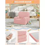 Fauteuil convertible 2-en-1 pour enfants, en polaire Teddy doux, se déplie en chaise longue ou en lit, parfait pour une salle de jeux, une chambre d'enfant ou comme cadeau d'anniversaire