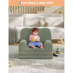 Fauteuil convertible 2-en-1 pour enfants, en polaire Teddy doux, se déplie en chaise longue ou en lit, parfait pour une salle de jeux, une chambre d'enfant ou comme cadeau d'anniversaire