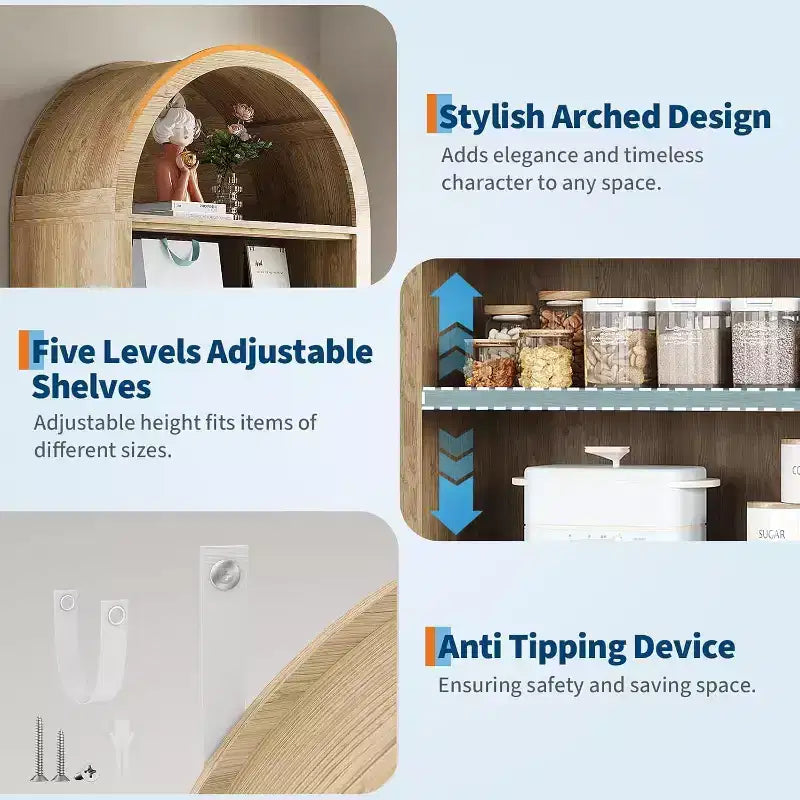 Meuble de rangement à chaussures multifonctionnel GustoWave à 7 niveaux avec arche haute pour entrée, couloir ou salon