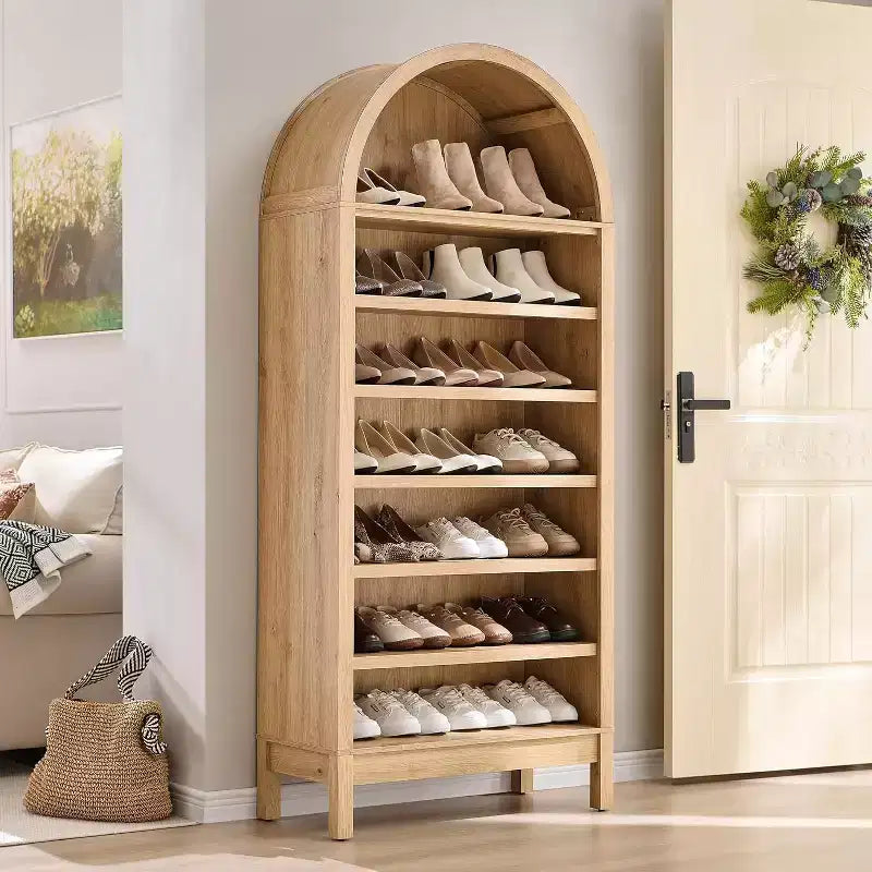 Meuble de rangement à chaussures multifonctionnel GustoWave à 7 niveaux avec arche haute pour entrée, couloir ou salon