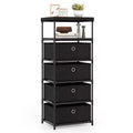 Costway 4-Drawer Dresser w/ Shelf w/ Fabric Bins Industrial Storage Tower Unit