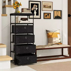 Costway Commode à 4 tiroirs avec étagère et bacs en tissu, unité de rangement industrielle