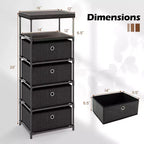 Costway Commode à 4 tiroirs avec étagère et bacs en tissu, unité de rangement industrielle