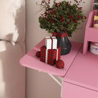 Coiffeuse Okak avec miroir LED et prise de courant, coiffeuse avec 3 tiroirs et 7 étagères, ensemble de coiffeuse avec tabouret de rangement pour chambre à coucher