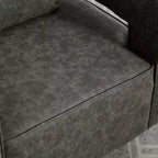 TUYOHW Fauteuil d'appoint pivotant 29.1W, fauteuil de salon rembourré avec base en bois d'hévéa vieilli, fauteuil club en similicuir pour salon, bureau