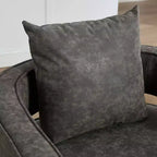 TUYOHW Fauteuil d'appoint pivotant 29.1W, fauteuil de salon rembourré avec base en bois d'hévéa vieilli, fauteuil club en similicuir pour salon, bureau