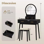 Coiffeuse Costway avec miroir et lumières, tabouret rembourré, 3 couleurs d'éclairage réglables